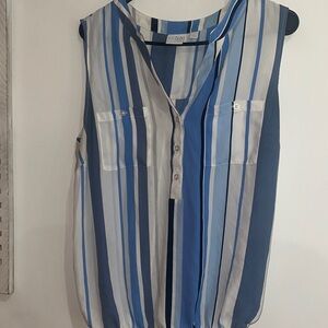 Soho Sleeveless Blue and White Striped Blouse